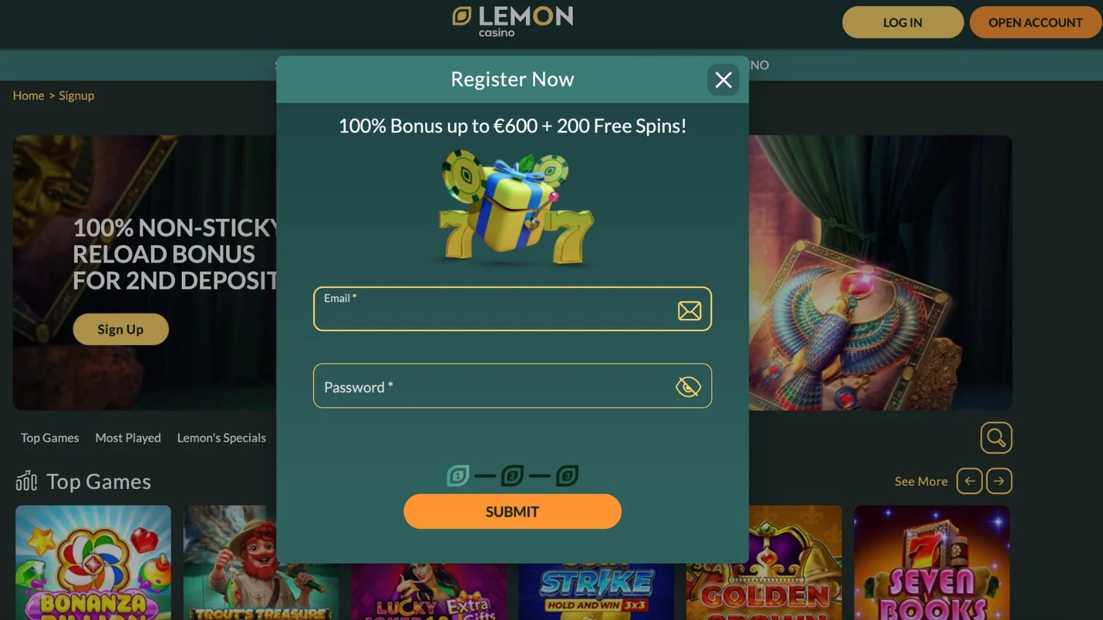 Lemon Casino Regisztr&aacute;ci&oacute;